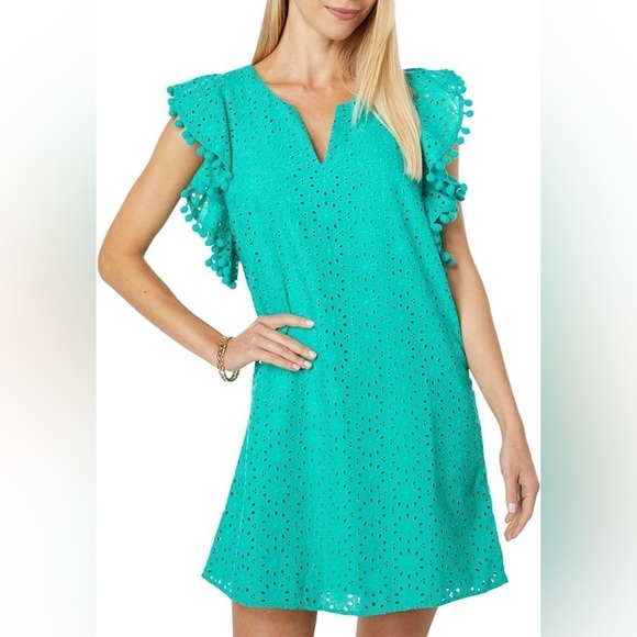 Lilly Pulitzer Astara Eyelet Dress Size Small Turquoise - Picture 1 of 13
